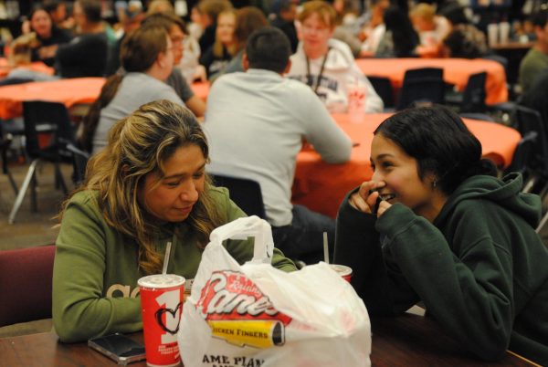 Senior and her mom enjoying the 2022-23 Senior Luncheon.